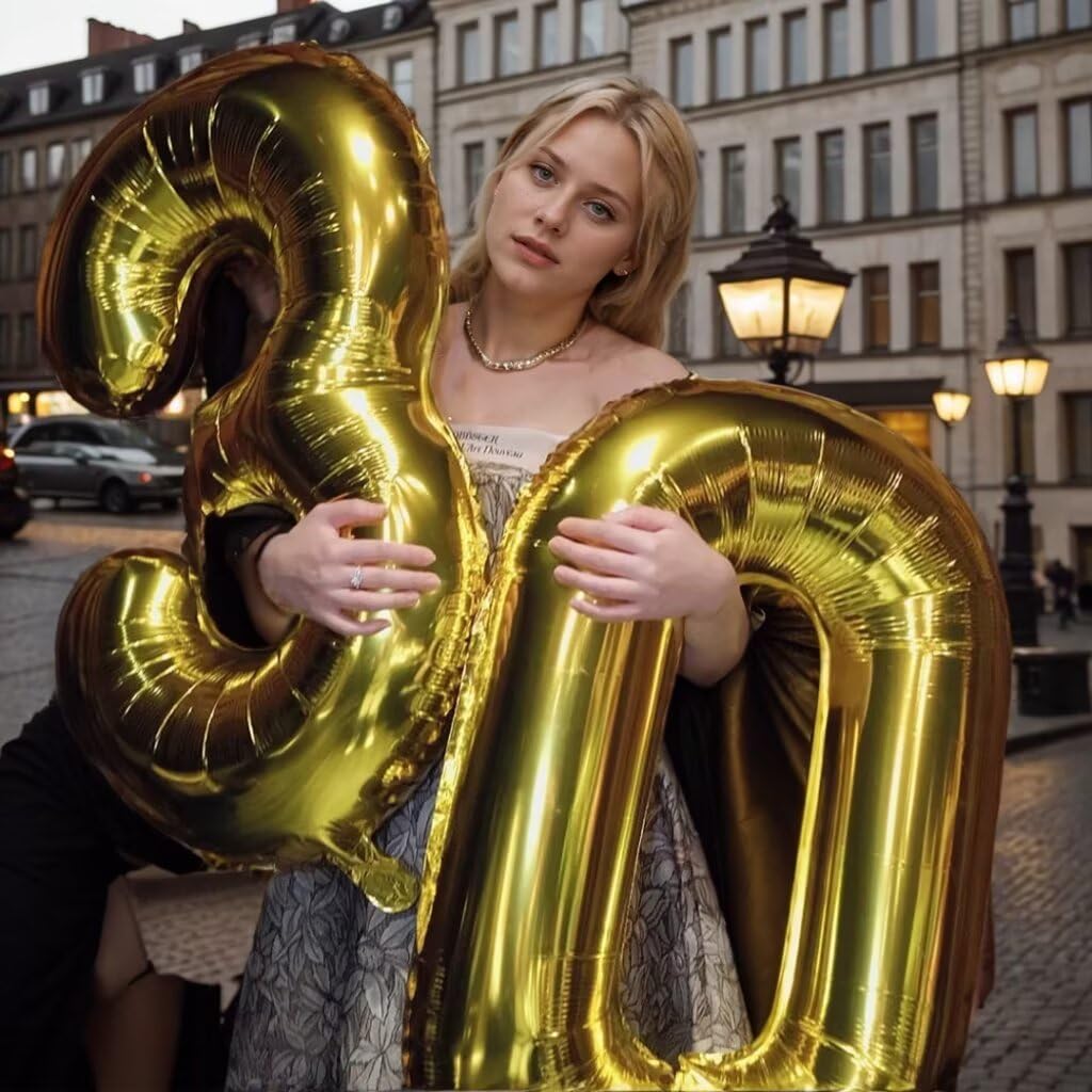 LVMOQIQIU Gold Foil Number Balloons 40 Inch – 34 & 43 for Birthdays, Weddings & Milestones