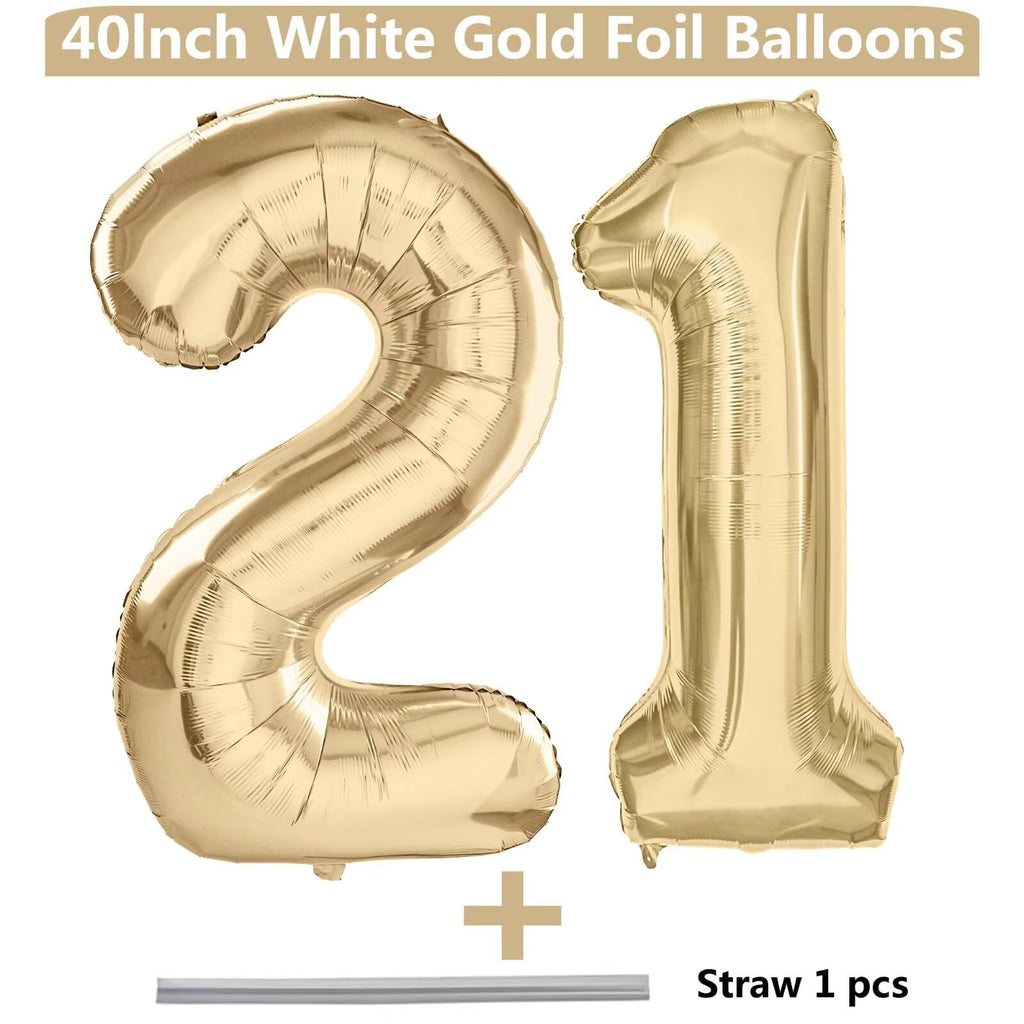 LVMOQIQIU Light Gold 40-Inch Number Balloons | 21st Birthday Foil Balloons Champagne Gold