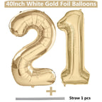 LVMOQIQIU Light Gold 40-Inch Number Balloons | 21st Birthday Foil Balloons Champagne Gold