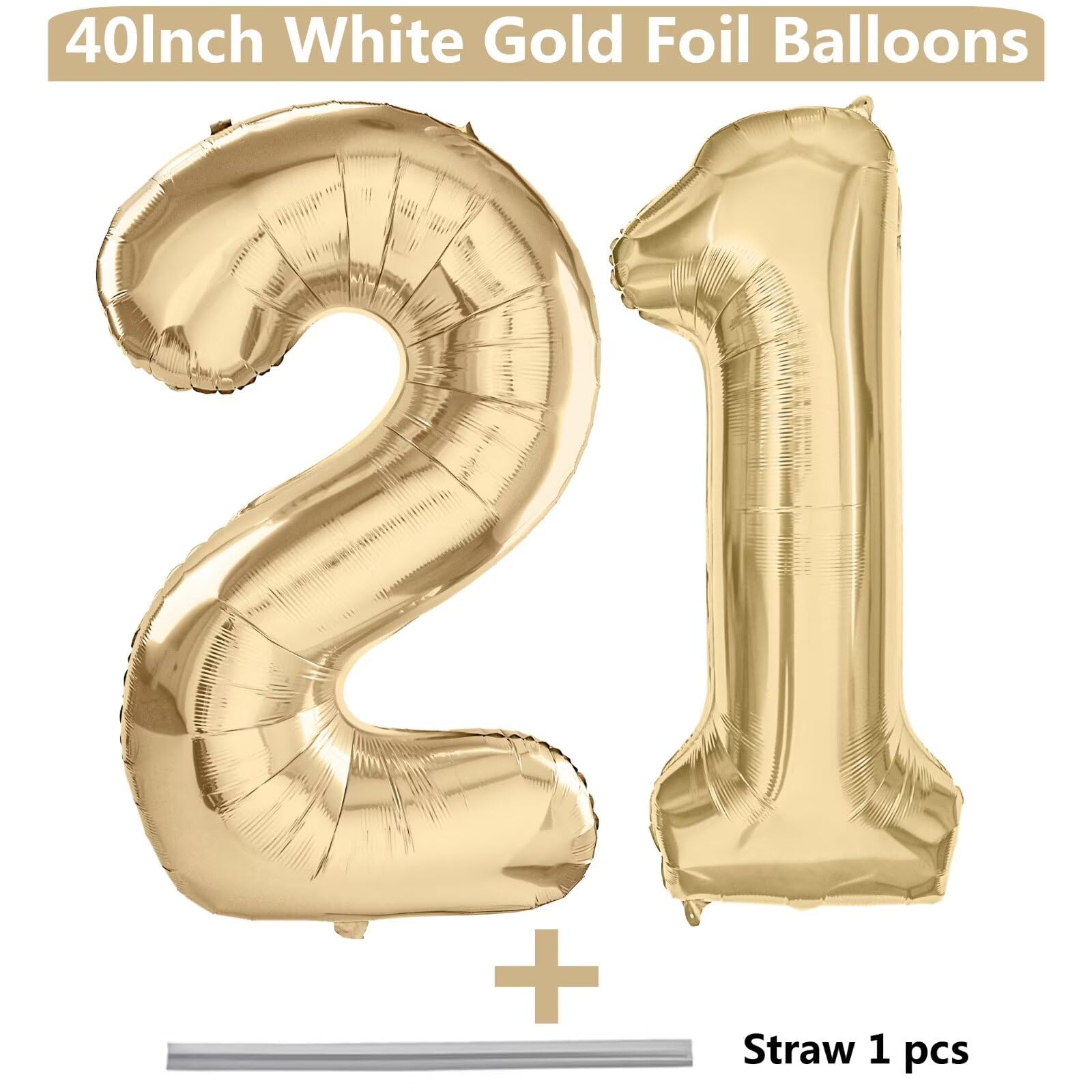 LVMOQIQIU Light Gold 40-Inch Number Balloons | 21st Birthday Foil Balloons Champagne Gold