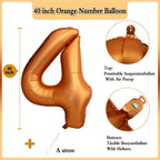 LVMOQIQIU 40-Inch Orange Foil Number Balloons — Birthday, Wedding, and Party Decor