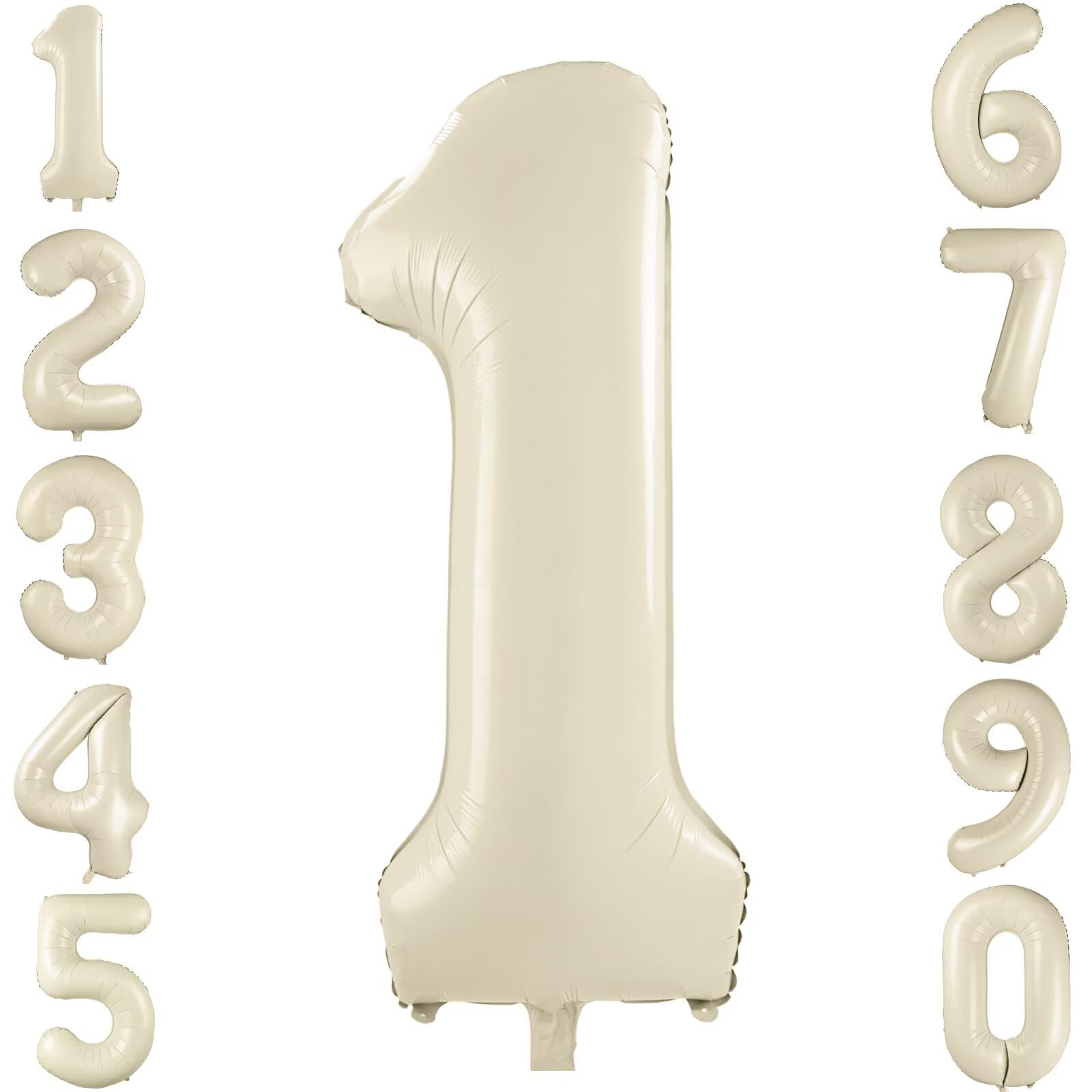LVMOQIQIU 40-Inch Cream White Foil Number Balloon – Large Numeral Balloons for Weddings, Birthdays, and Celebrations