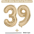LVMOQIQIU Light Gold Foil Number Balloons 40 Inch – 39th Birthday Champagne Gold