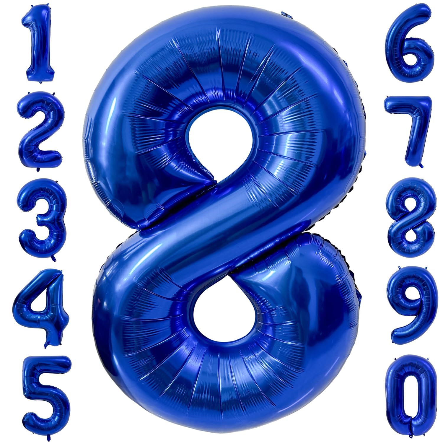 LVMOQIQIU 40-Inch Navy Blue 8 Balloons – Large Foil Number Balloons for Parties