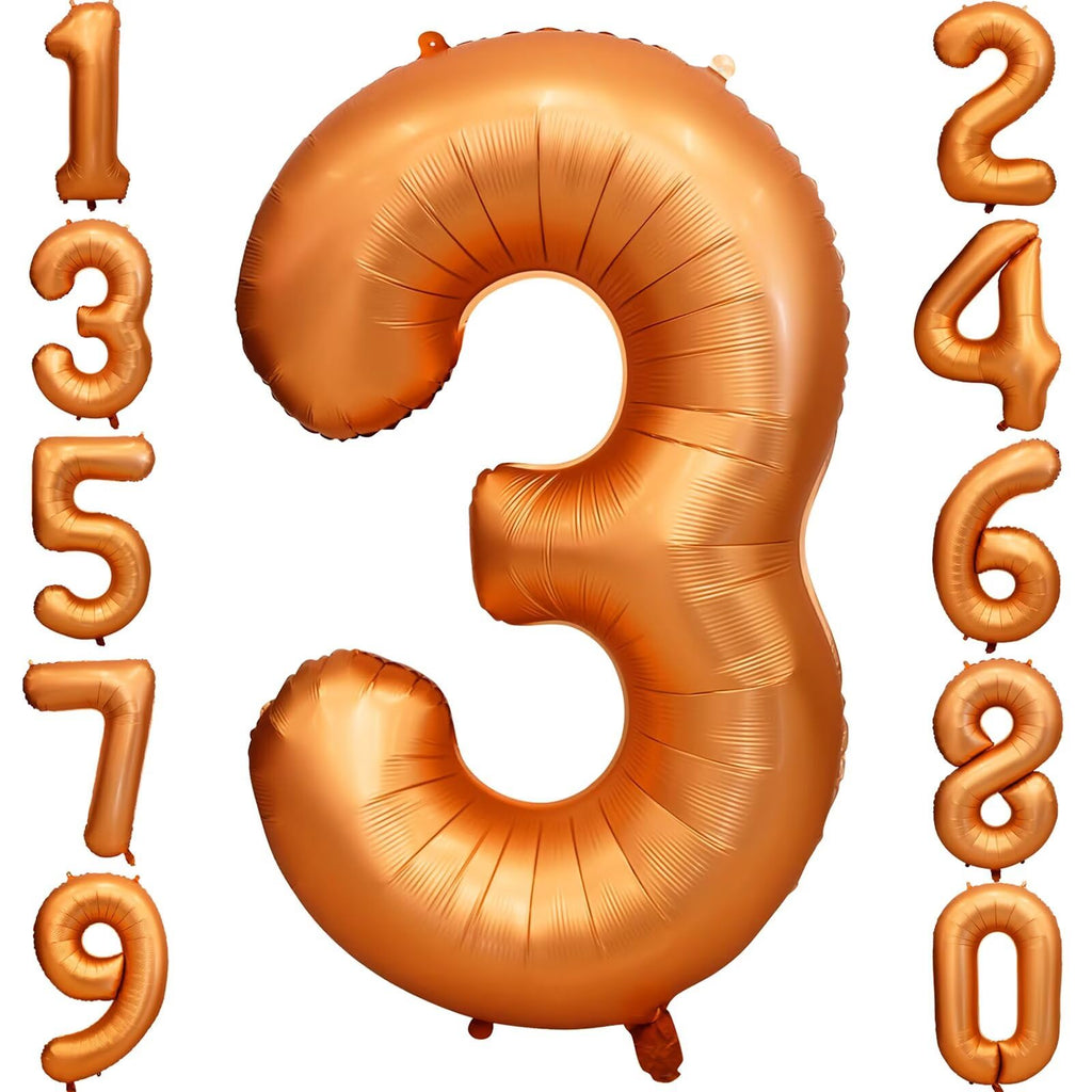 LVMOQIQIU 40-Inch Orange Foil Number Balloons (0-9) for Birthdays, Weddings, and Events