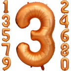 LVMOQIQIU 40-Inch Orange Foil Number Balloons (0-9) for Birthdays, Weddings, and Events