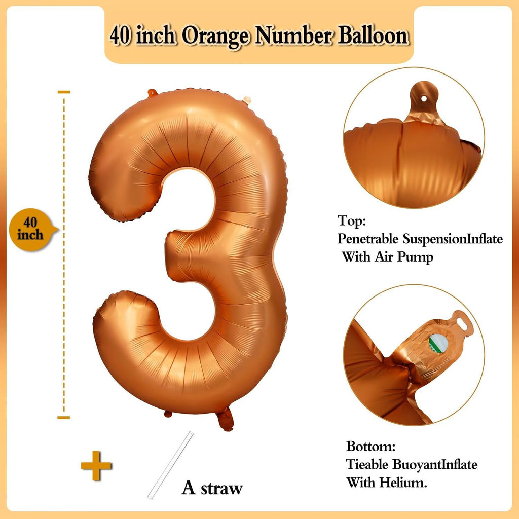 LVMOQIQIU 40-Inch Orange Foil Number Balloons (0-9) for Birthdays, Weddings, and Events