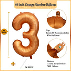 LVMOQIQIU 40-Inch Orange Foil Number Balloons (0-9) for Birthdays, Weddings, and Events