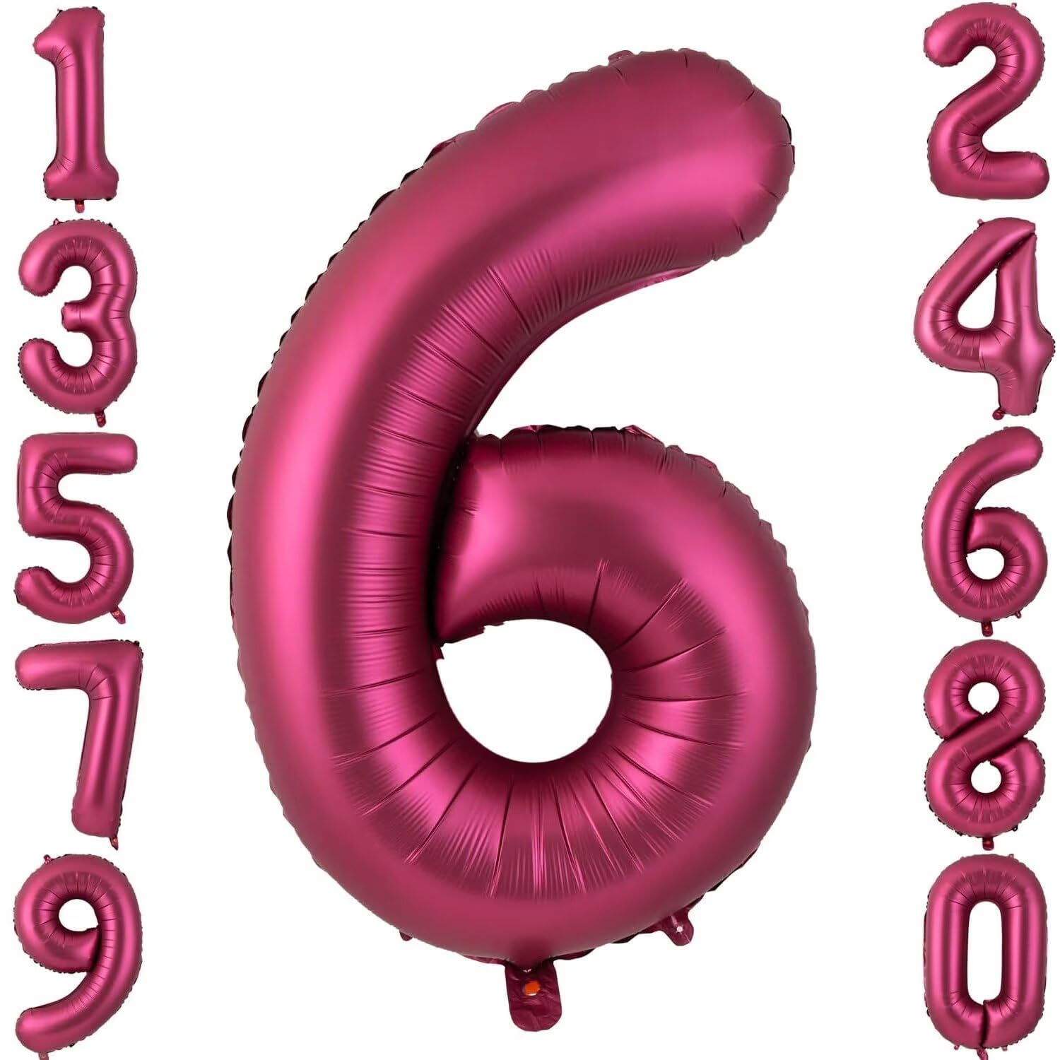 LVMOQIQIU 40-inch Burgundy 6 Balloon - Wine Red Foil Number 6 Balloons for Parties