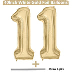 LVMOQIQIU Light Gold 40in Number Balloons – 11th Birthday Foil Balloons, Champagne Gold