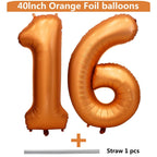 LVMOQIQIU 40in Orange Foil Number Balloons – 16 or 61 (2-Pack)