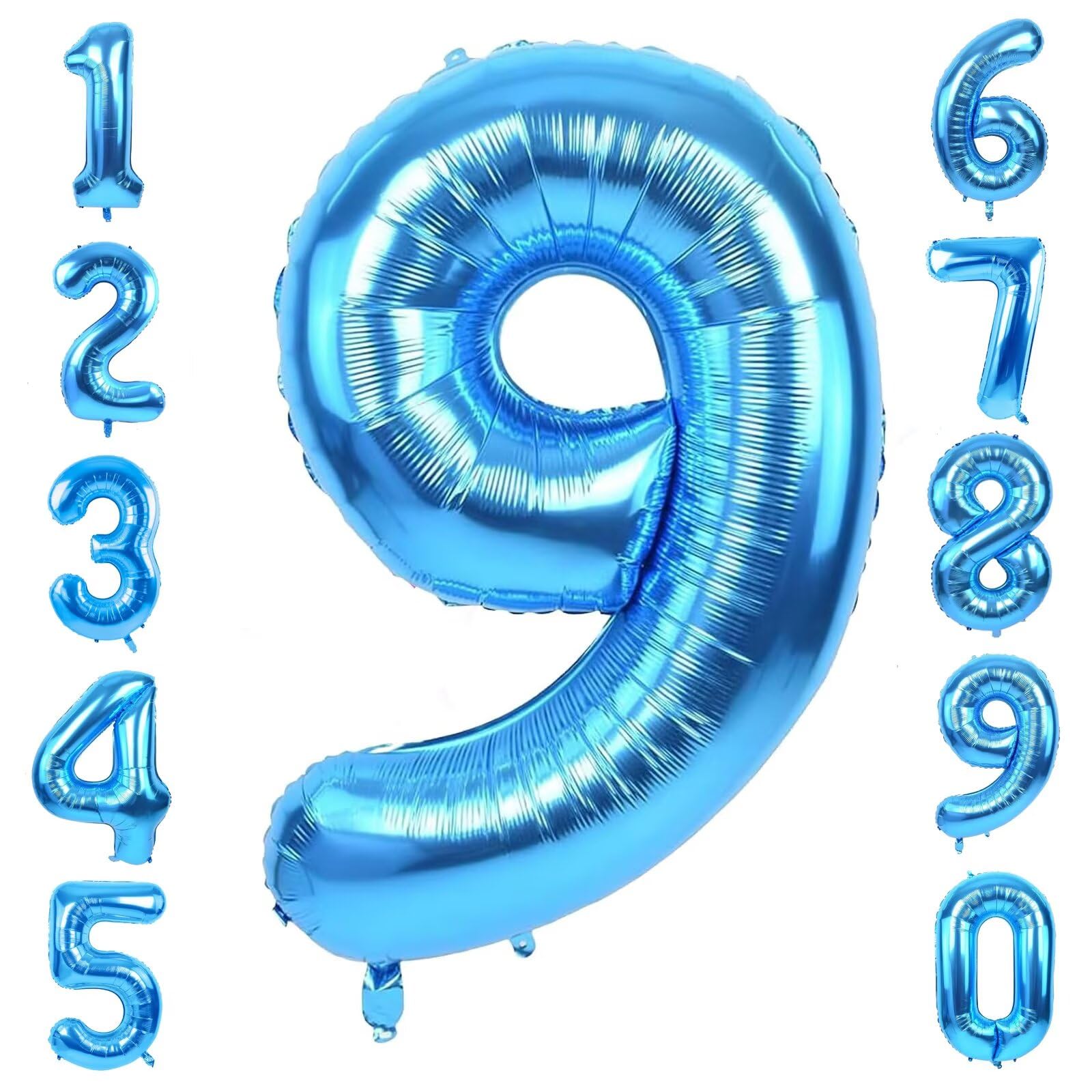 LVMOQIQIU 40 Inch Blue 9 Balloon – Large Foil Number Balloons for Birthday Parties