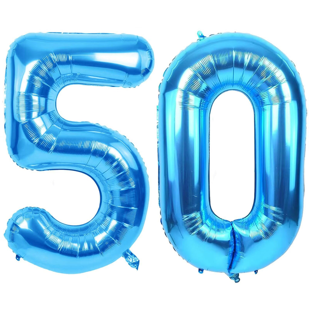 LVMOQIQIU 40 Inch Blue Foil Number 50 Balloons – Birthday, Wedding & Party Decorations
