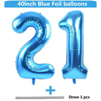 LVMOQIQIU 40in Blue Number Balloons – 2 & 1 Foil Set for Birthday Parties