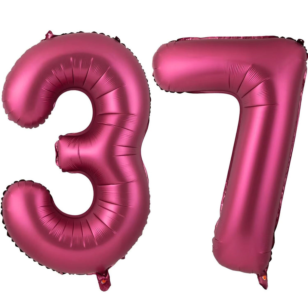 LVMOQIQIU 40 Inch Burgundy 37 Number Balloons - Large Foil Number 37 for Birthday, Wedding, Anniversary