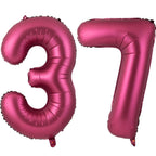 LVMOQIQIU 40 Inch Burgundy 37 Number Balloons - Large Foil Number 37 for Birthday, Wedding, Anniversary