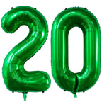 LVMOQIQIU 40-Inch Dark Green Foil Number Balloons – 20, Birthday & Event Decor