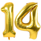 LVMOQIQIU Gold Number Balloons 40 Inch — 14 & 41 Foil Balloons for Birthdays & Weddings