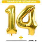 LVMOQIQIU Gold Number Balloons 40 Inch — 14 & 41 Foil Balloons for Birthdays & Weddings