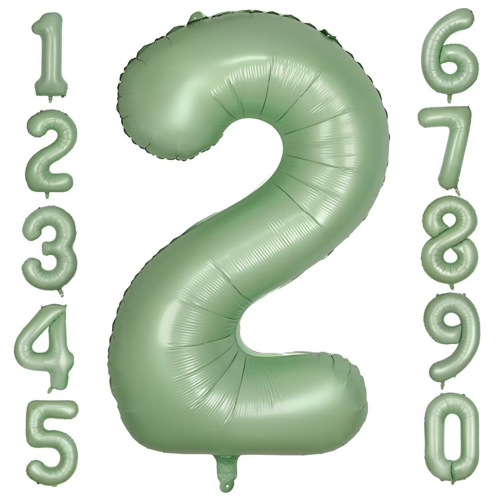 LVMOQIQIU 40-Inch Olive Green Number 2 Foil Balloon – Large Sage Green 0-9 Balloons for Parties