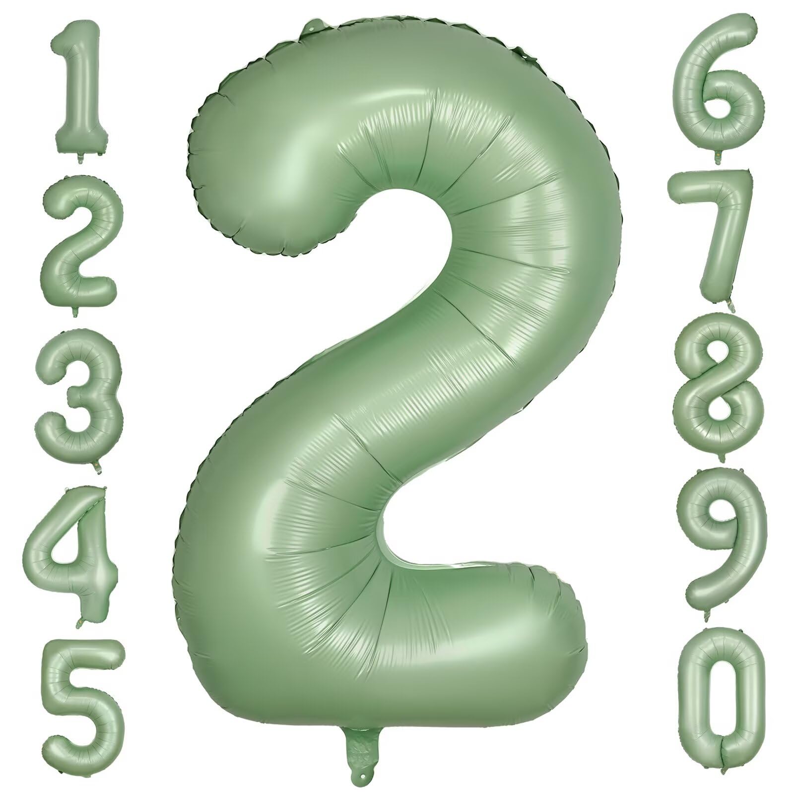 LVMOQIQIU 40-Inch Olive Green Number 2 Foil Balloon – Large Sage Green 0-9 Balloons for Parties