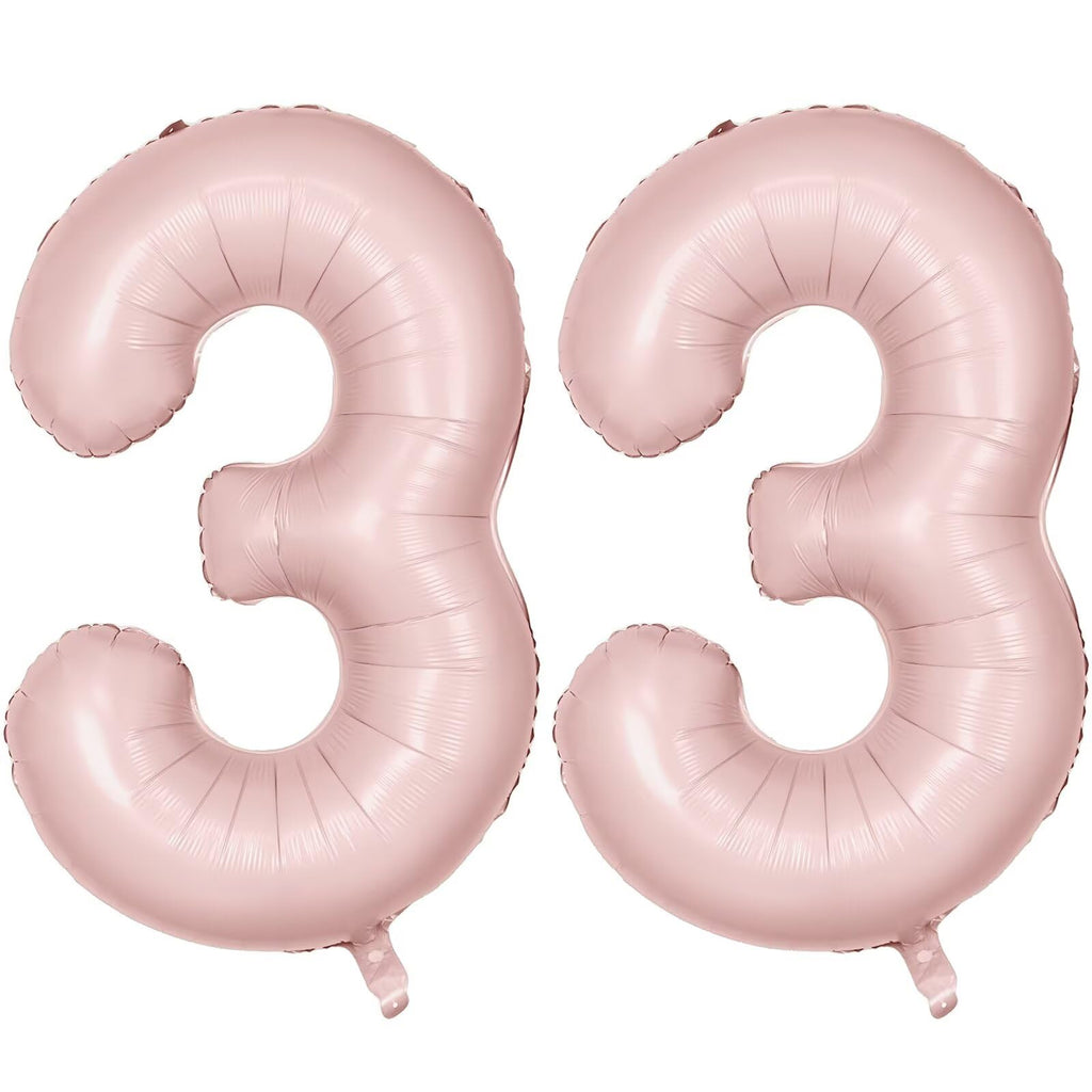 LVMOQIQIU 40-Inch Pink 33 Balloon – Matte Foil Number Balloons for Parties