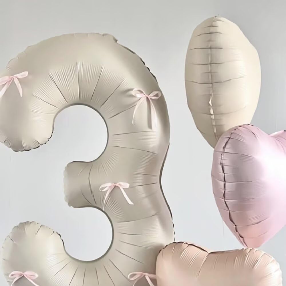 LVMOQIQIU Cream White 40-Inch Foil Number Balloons – 13/31 Set for Birthday, Wedding & Anniversary