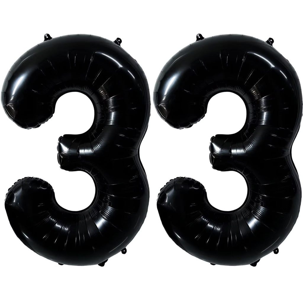 LVMOQIQIU Black 33 Number Balloon - 40-Inch Large Foil Balloons for Party Decor