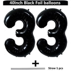 LVMOQIQIU Black 33 Number Balloon - 40-Inch Large Foil Balloons for Party Decor