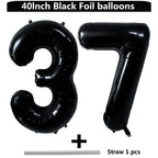 LVMOQIQIU Black 37 Number Balloon – 40-Inch Foil Balloons for Party Decor