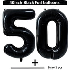 LVMOQIQIU Black 50 Number Balloon – 40 Inch Foil Balloons for Milestone Parties