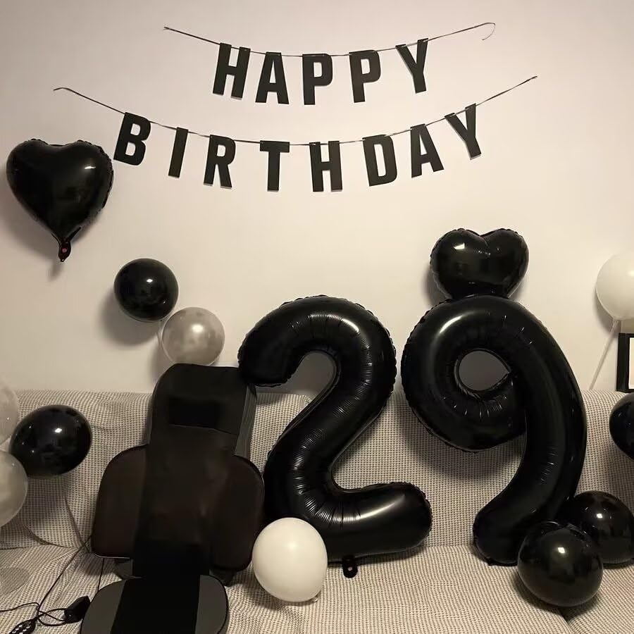 LVMOQIQIU Black 37 Number Balloon – 40-Inch Foil Balloons for Party Decor