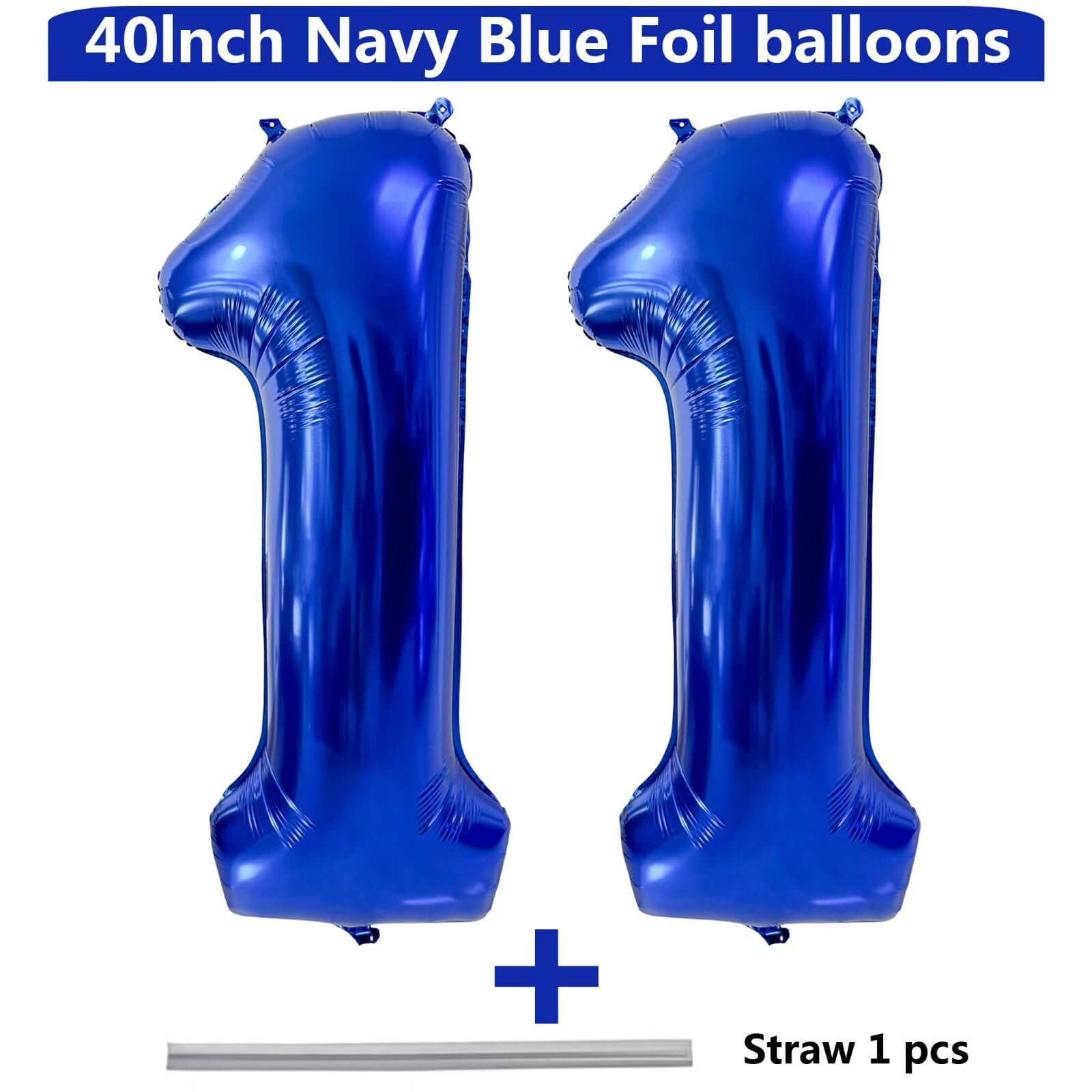 LVMOQIQIU 40-Inch Navy Blue 11 Foil Number Balloons | Birthday Decor
