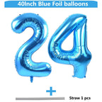 40 Inch Blue Foil Balloons Set – LVMOQIQIU 24 & 42 Number Balloons for Parties