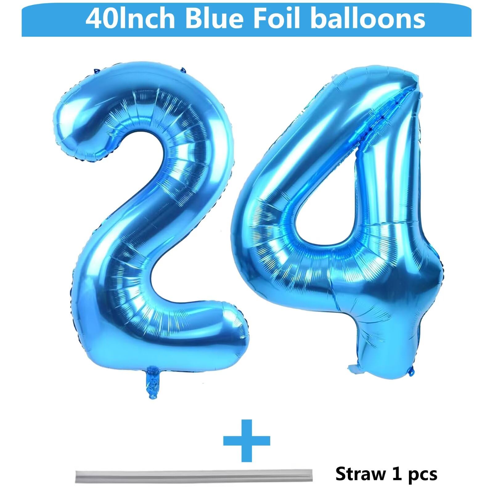 40 Inch Blue Foil Balloons Set – LVMOQIQIU 24 & 42 Number Balloons for Parties