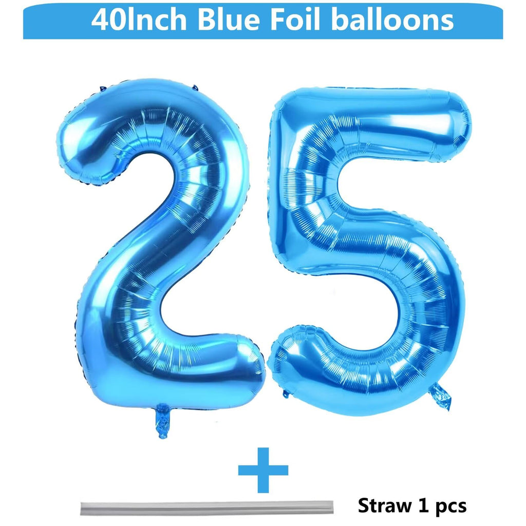 LVMOQIQIU 40 Inch Blue 25 Balloon – Foil Number Balloons for Birthday, Wedding, Anniversary | 2-Pack