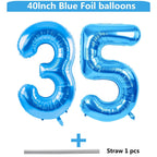LVMOQIQIU 40-Inch Blue Foil Balloons — Number 35 & 53 for Celebrations