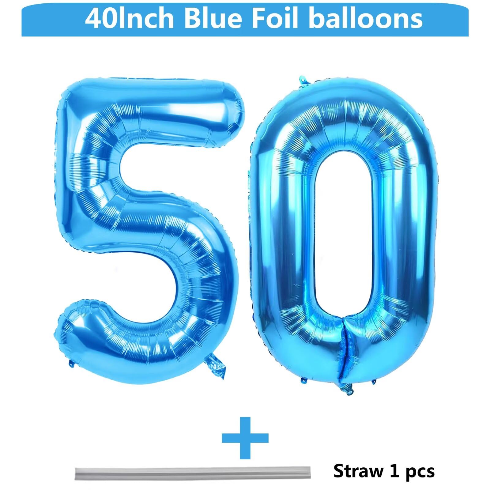 LVMOQIQIU 40 Inch Blue Foil Number 50 Balloons – Birthday, Wedding & Party Decorations