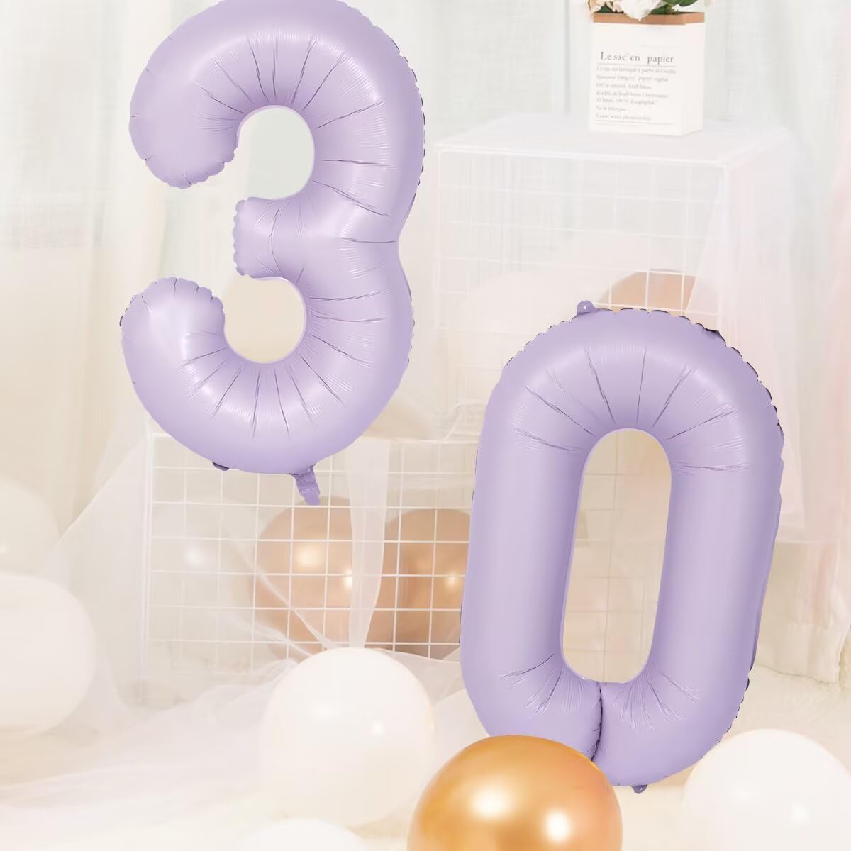 LVMOQIQIU Purple 38 Foil Number Balloons – 40-Inch Matte Purple Party Decor