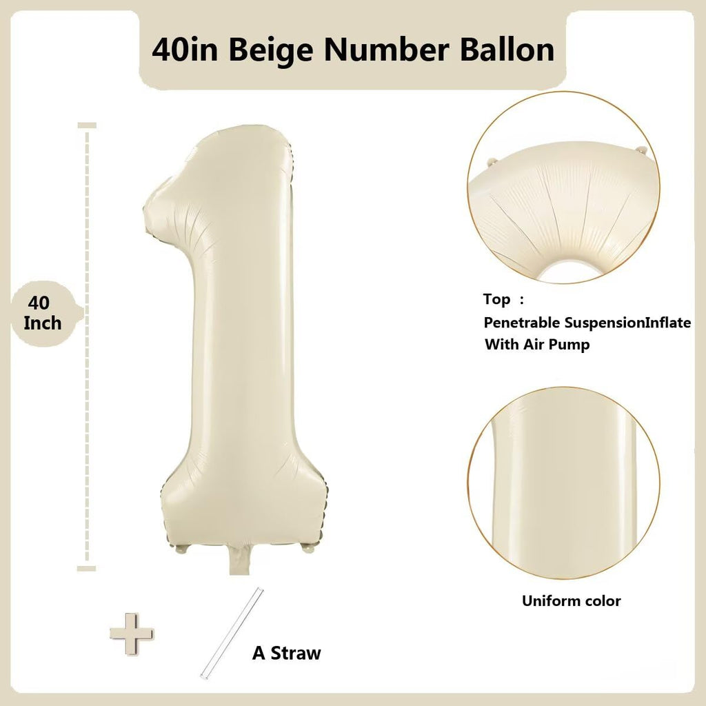 LVMOQIQIU 40-Inch Cream White Foil Number Balloon – Large Numeral Balloons for Weddings, Birthdays, and Celebrations