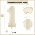 LVMOQIQIU 40-Inch Cream White Foil Number Balloon – Large Numeral Balloons for Weddings, Birthdays, and Celebrations