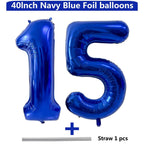 LVMOQIQIU 40 Inch Navy Blue Foil Balloons – 15 Numeric Balloons for Birthday, Wedding & Anniversary