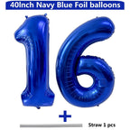 LVMOQIQIU 40-Inch Navy Blue Foil Number 16 Balloons | Large Birthday & Anniversary Decoration