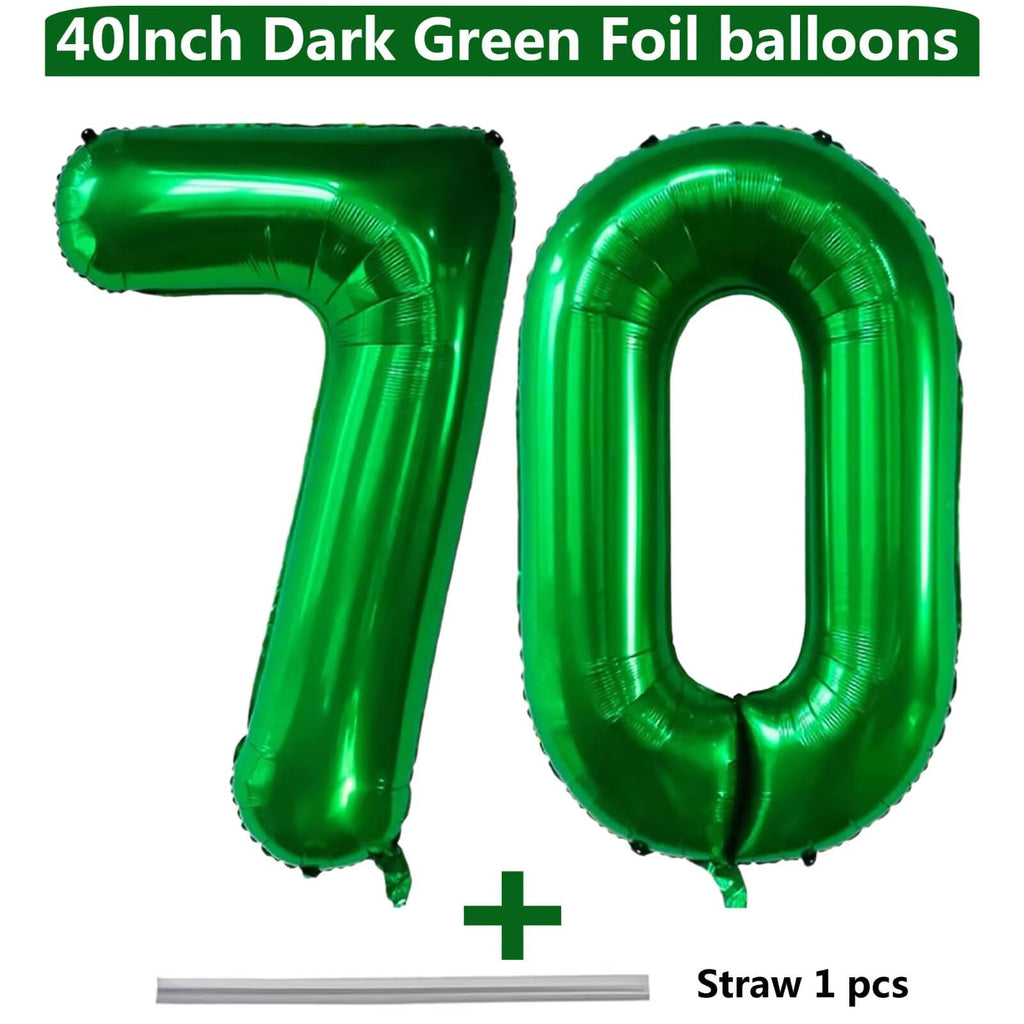 LVMOQIQIU 40-Inch Dark Green Foil Number 70 Balloons – Large Party Decor