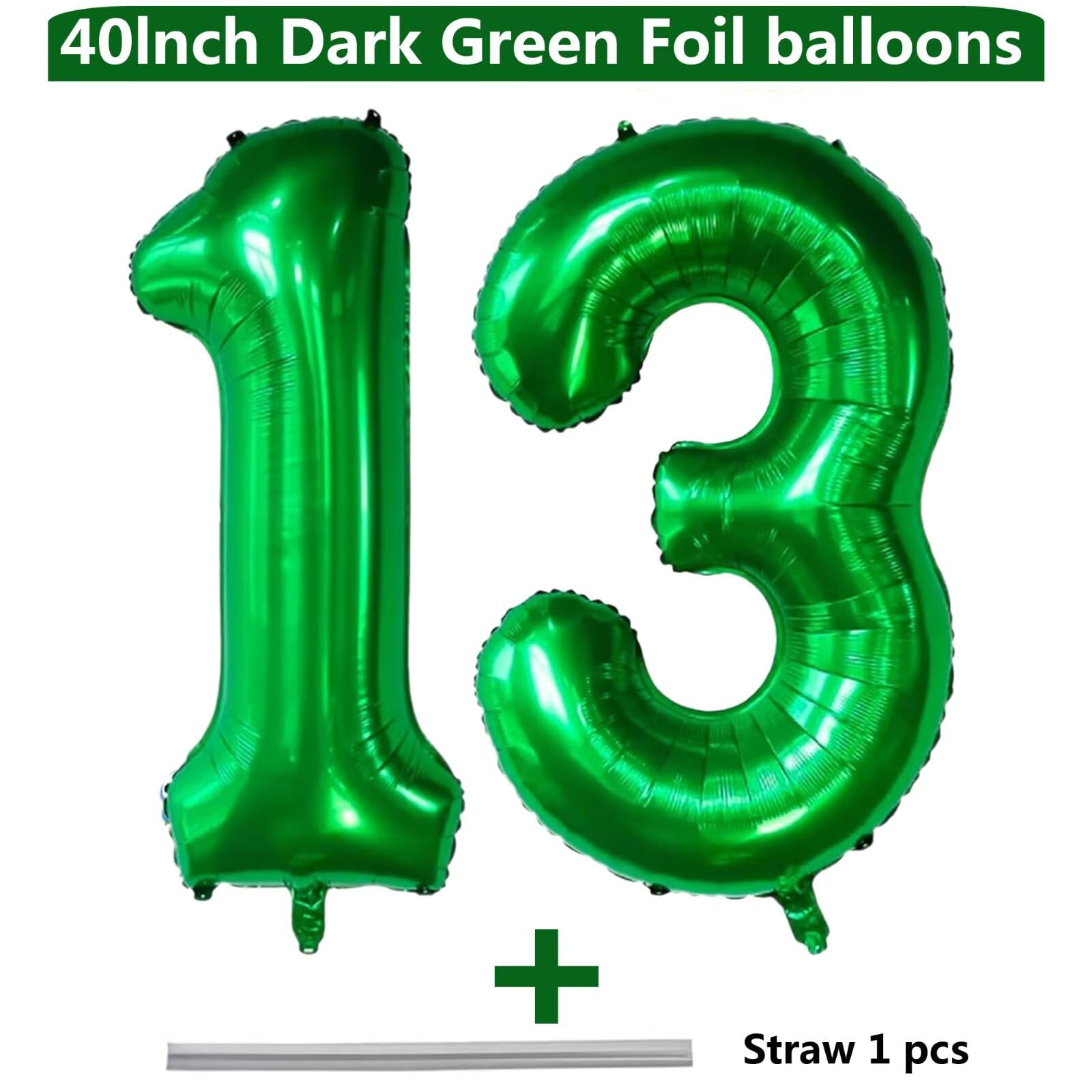 LVMOQIQIU 40-Inch Dark Green Foil Number Balloons – Large Green Numeral Balloons for Birthday, Anniversary & Events