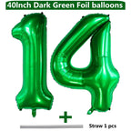 LVMOQIQIU 40-Inch Dark Green Foil Balloons – 14 & 41 Number Sets for Weddings & Parties