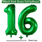 LVMOQIQIU 40-Inch Dark Green Foil Balloons — Numbers 16 & 61 for Celebrations