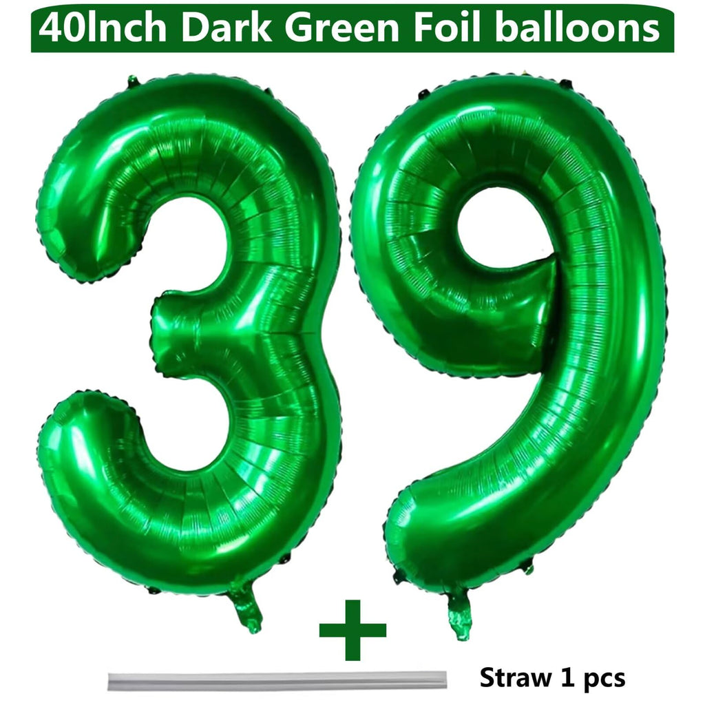 LVMOQIQIU 40-Inch Dark Green Foil Balloons – Number 39 & 93 Set for Birthday, Wedding & Milestone Decor