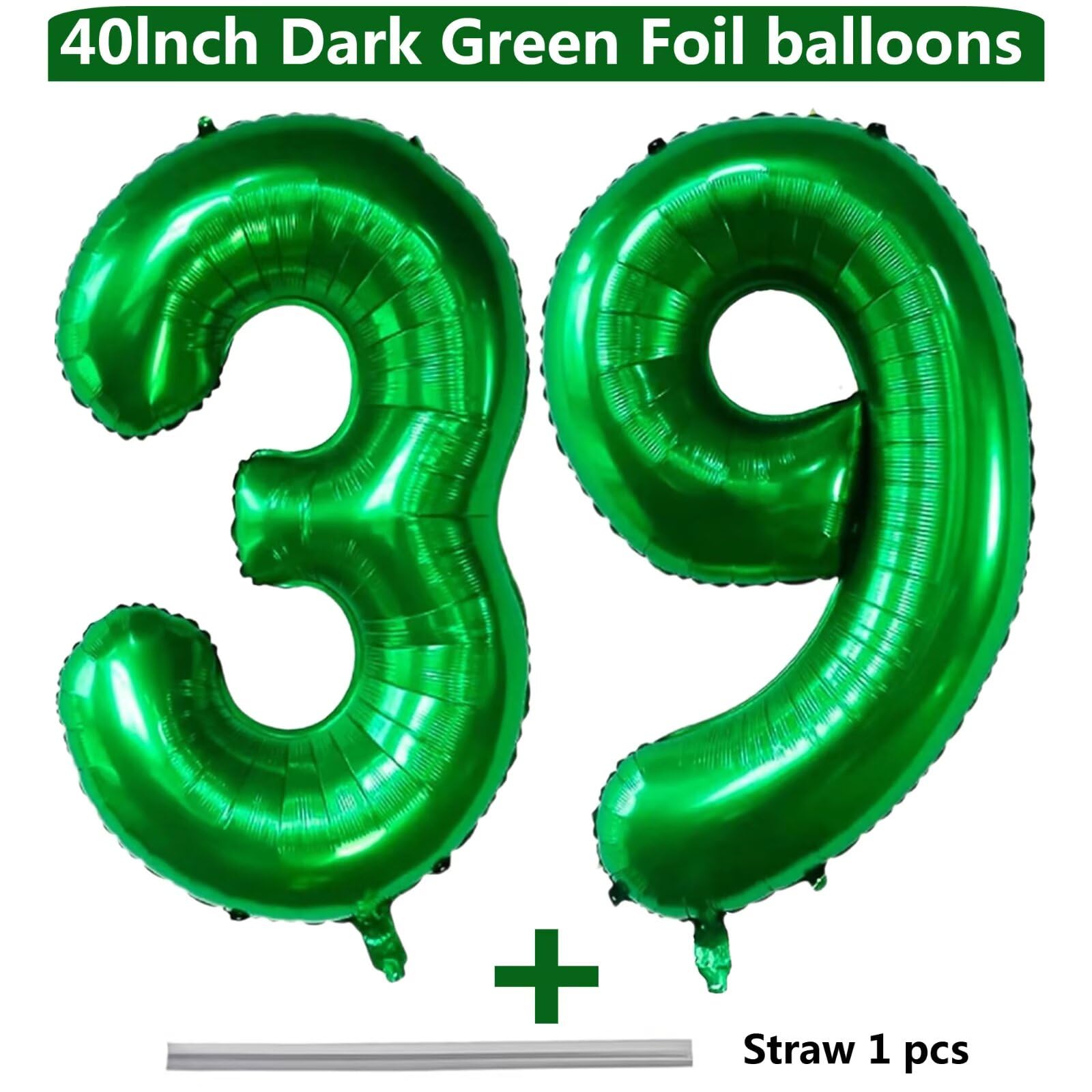 LVMOQIQIU 40-Inch Dark Green Foil Balloons – Number 39 & 93 Set for Birthday, Wedding & Milestone Decor