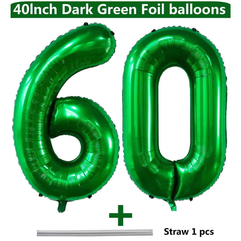 LVMOQIQIU 40 Inch Dark Green 60 Balloon – Large Foil Number Balloons for Birthday, Wedding, Anniversary